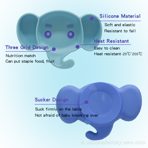 Bát silicon mini mini mini màu xanh trẻ em